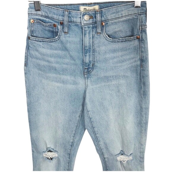 Madewell 24T The Tall High-Rise Slim Crop Boyjean Light Dumas Wash Ripped MC599 - Picture 5 of 12